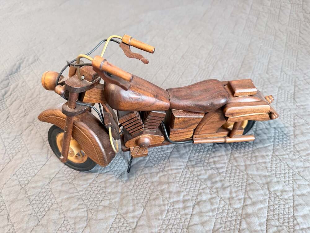Handcrafted Wooden Motorcycle Decorative Figurine Model 16inches